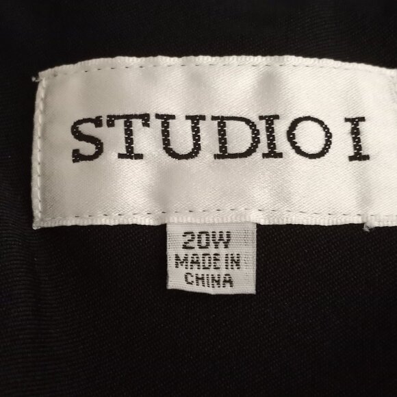 Studio I Black Blue Green Floral Cap Sleeve Midi Sheath Dress - Picture 6 of 7